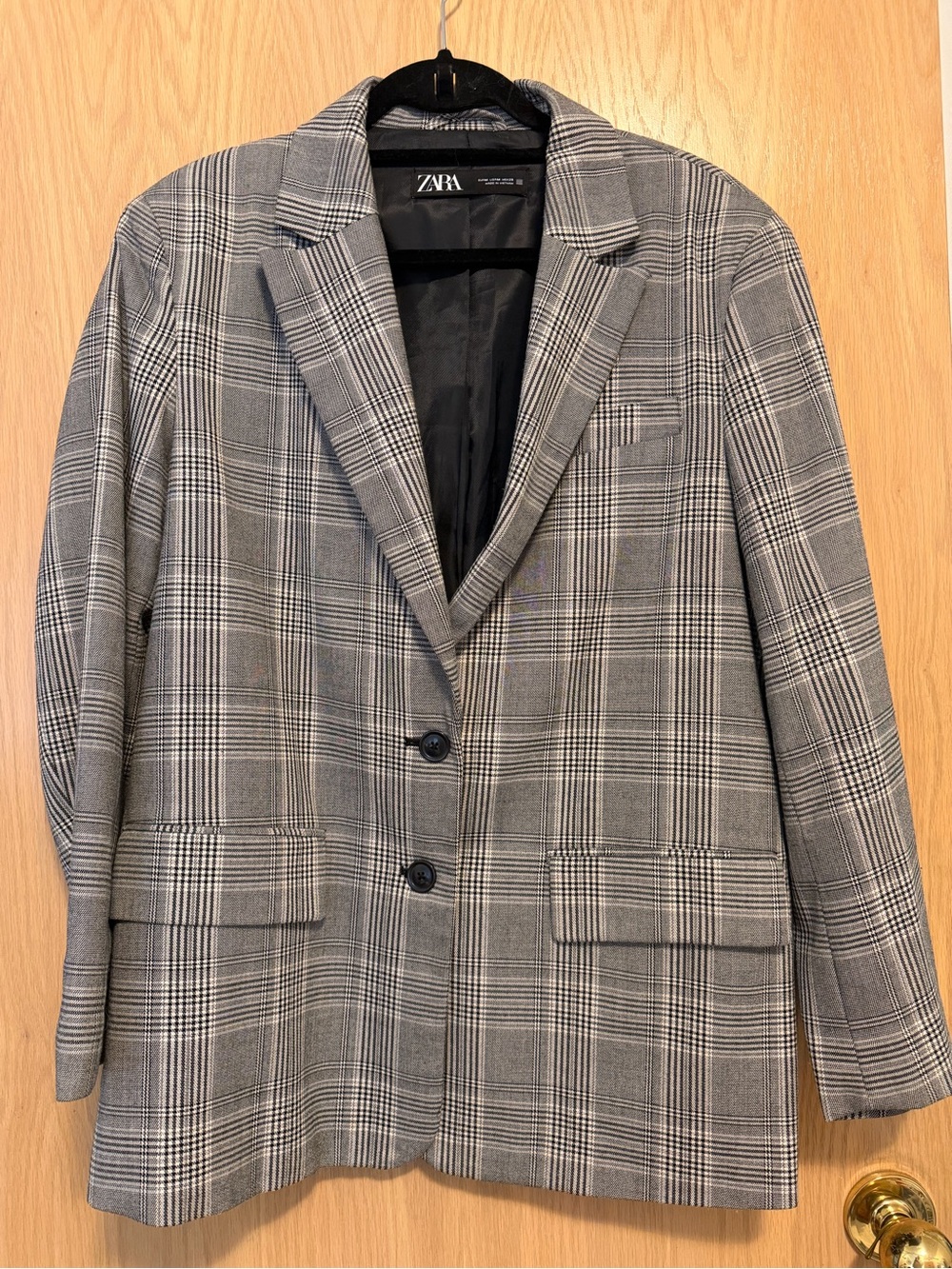 ZARA Gray Glen Plaid Two-Button Blazer